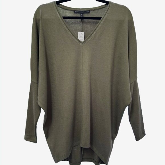 NWT White House Black Market Olive Green Oversized Dolman V Neck Sweater XS - Picture 3 of 10